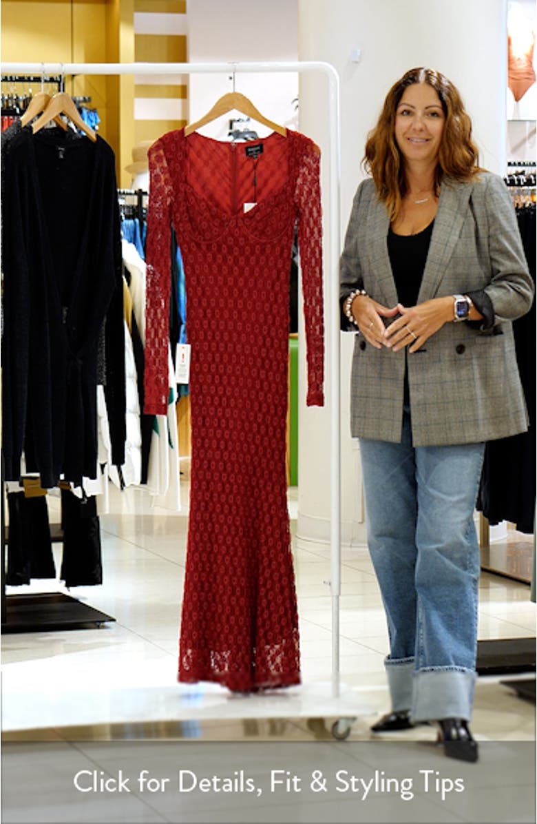 Avah Long Sleeve Mesh Overlay Dress, sales video thumbnail