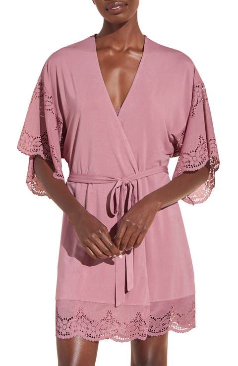 Beatrix Lace Sleeve Jersey Knit Robe