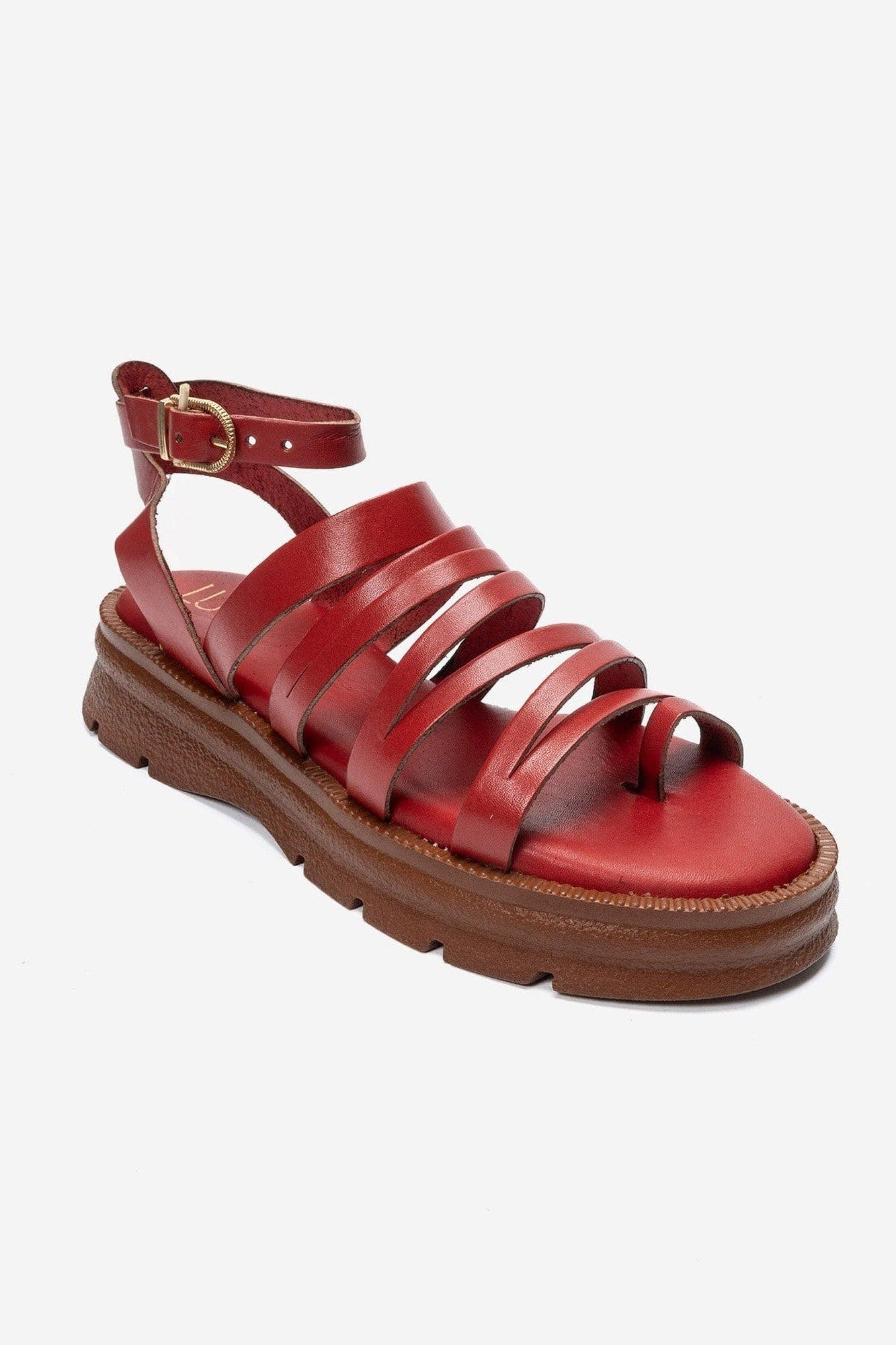 Pelsa Leather Multi Strap Sandal, Alternate, color, Red