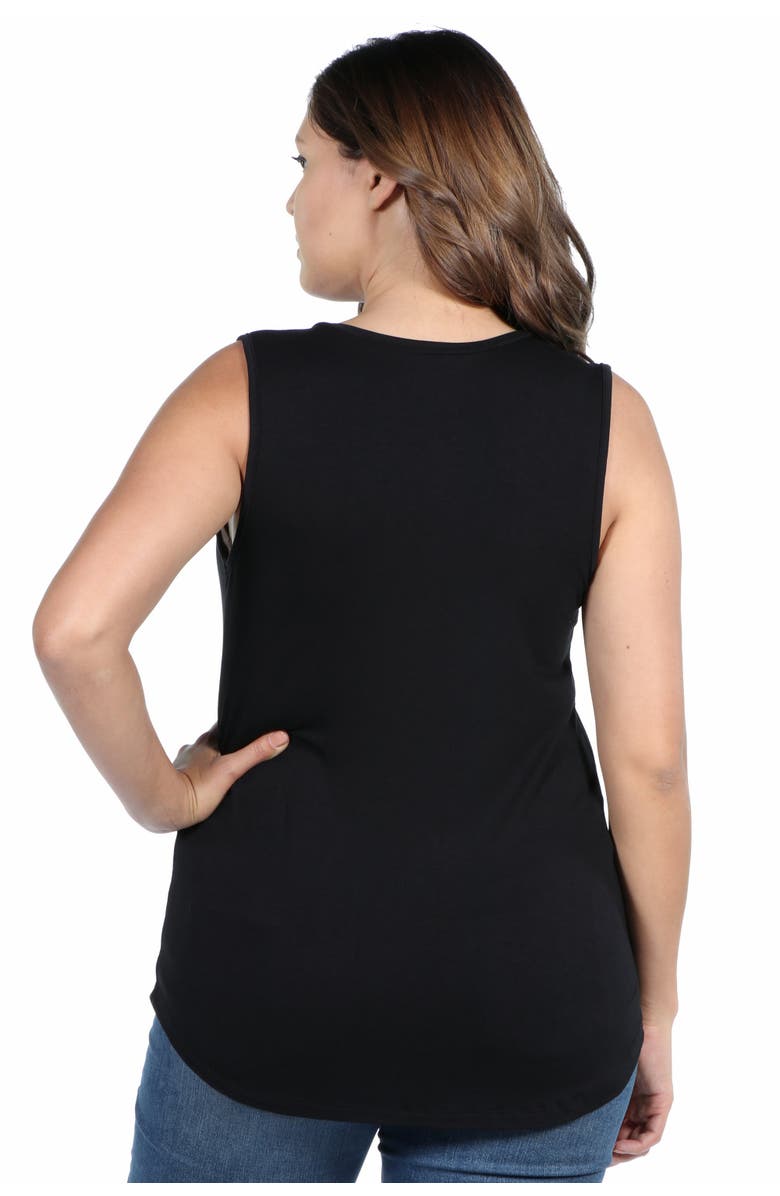 24seven Comfort Apparel Plus Size V Neck Sleeveless Rounded Hemline Top, Alternate, color, Black