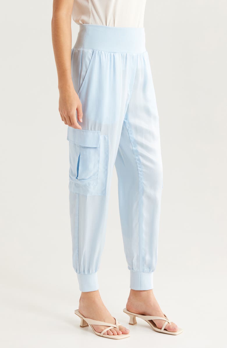 Cinq à Sept Giles Cupro Crop Cargo Joggers, Alternate, color, Spring Sky Multi
