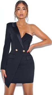 Miss Circle Keep One Up Crepe Tuxedo Blazer Dress