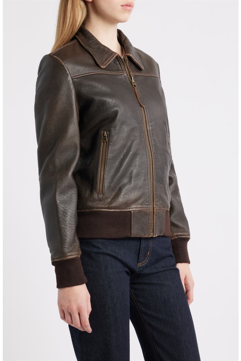 Leather Flight Jacket, Alternate, color, ANTIQUE