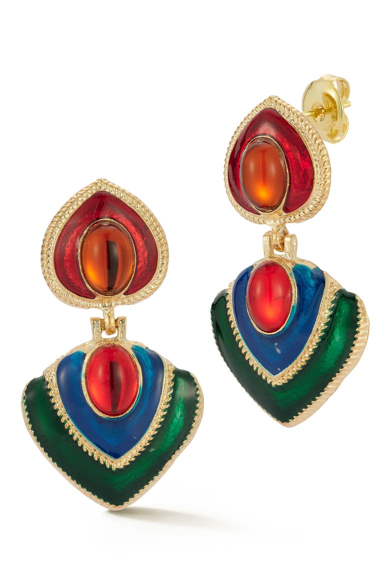 Statement Drop Earrings, Main, color, GOLD/ RED MULTI