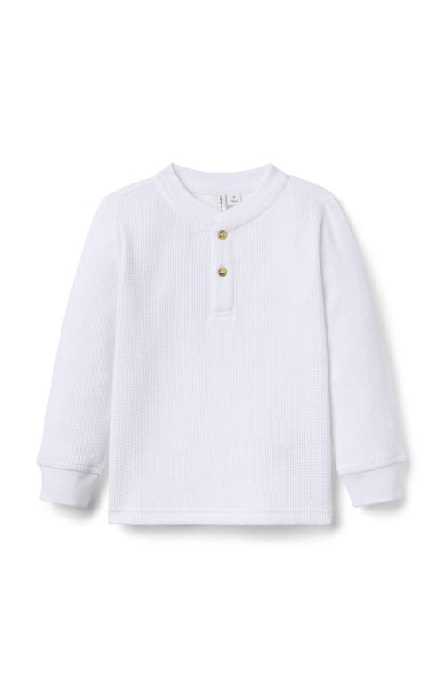 Janie And Jack Textured Waffle Henley Tee In White