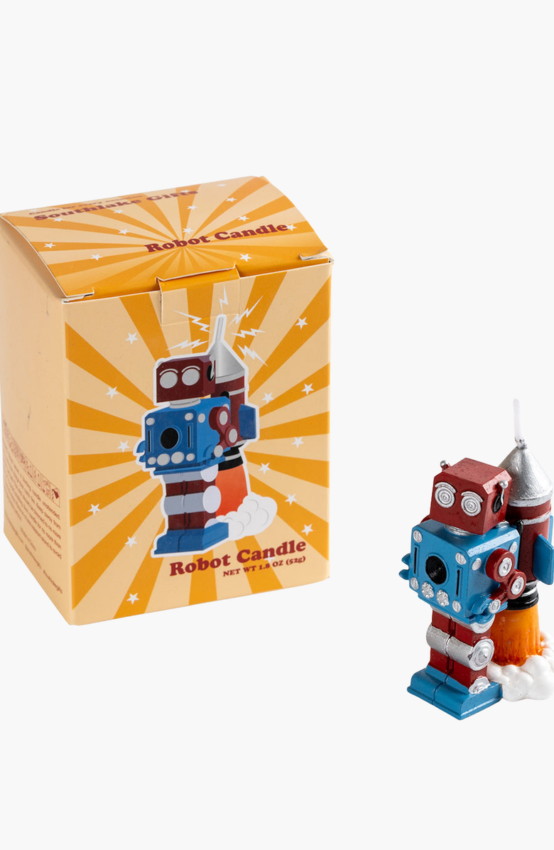 Southlake gifts Vintage Robot Birthday Candle, Main, color, Red / Blue / Silver