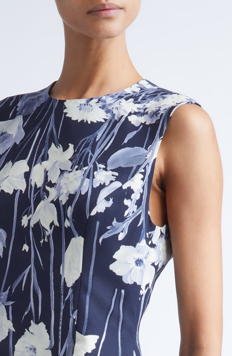 Lela Rose Betsy Floral Faille Fit & Flare Dress, Alternate, color, Navy Multi