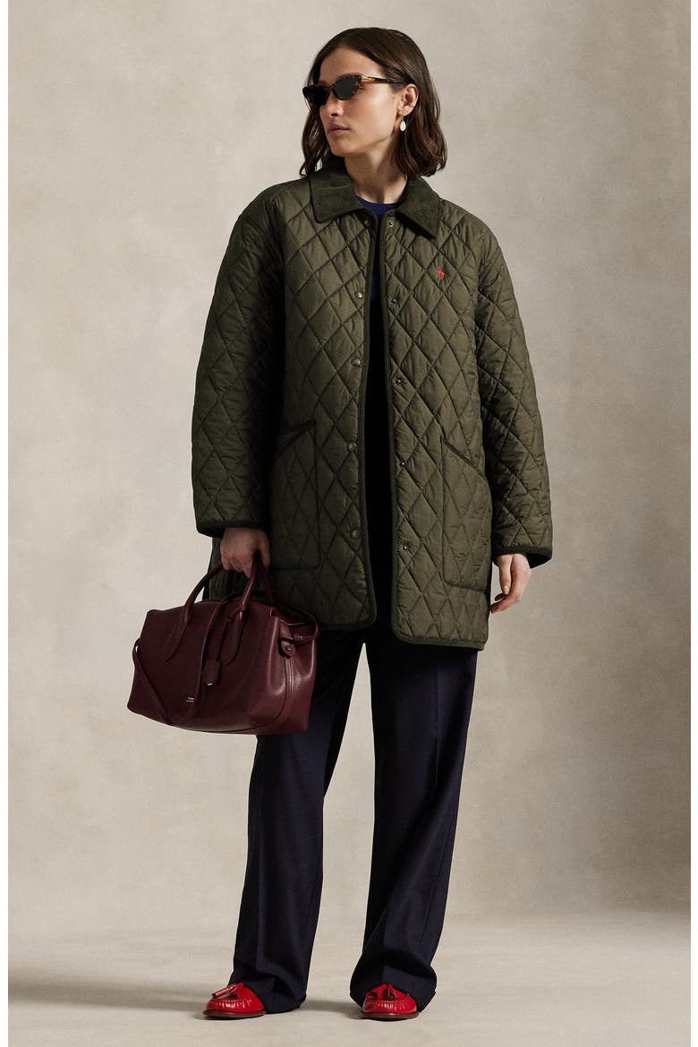 Water Repellent Quilted Barn Jacket, Alternate, color, RANGER GREEN