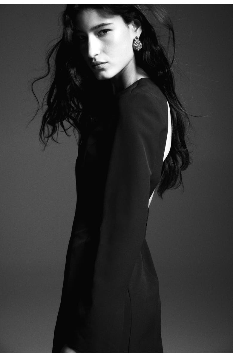 H&M Open-back Dress, Alternate, color, Black