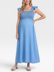 MOTHERHOOD MATERNITY Sleeveless Ruffle Shoulder Smocked Maxi Dress