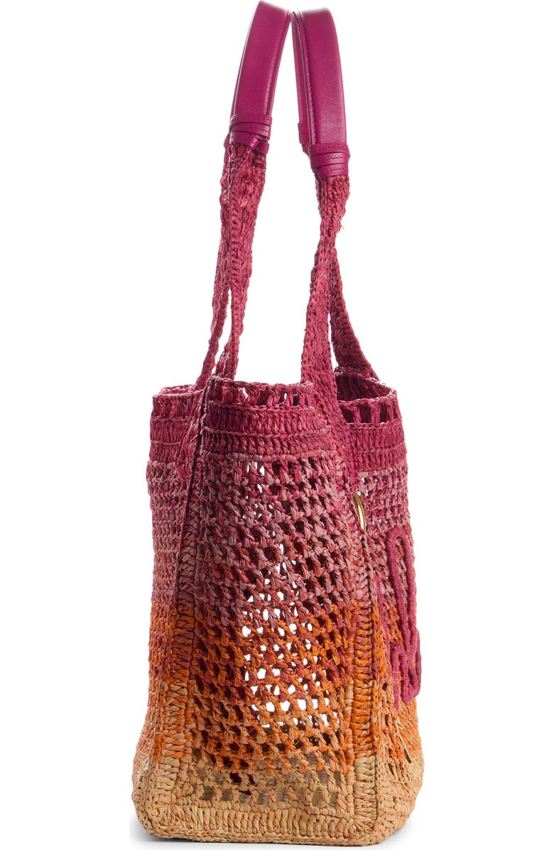 Chloé Summer Banana Ombré Crochet Raffia Tote Bag, Alternate, color, Multicolor Orange