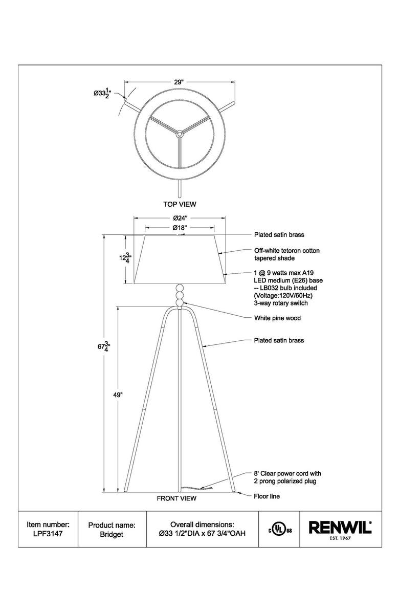 Renwil Bridget Floor Lamp, Alternate, color,