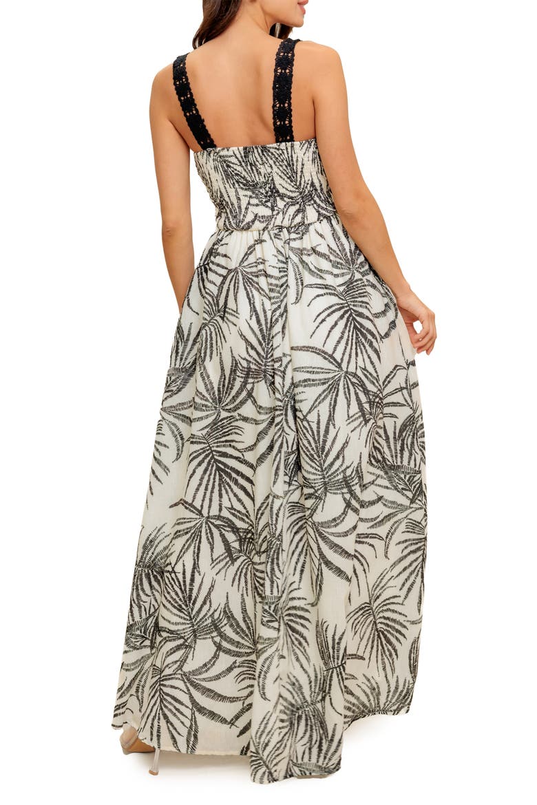 Crochet Trim Maxi Dress, Alternate, color, IVORY BLACK