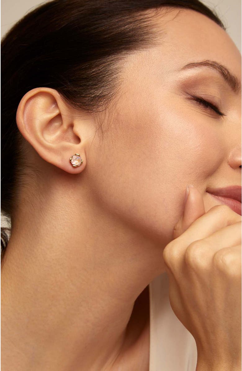 UNODE50 Pink Crystal Stud Earrings, Alternate, color, Gold