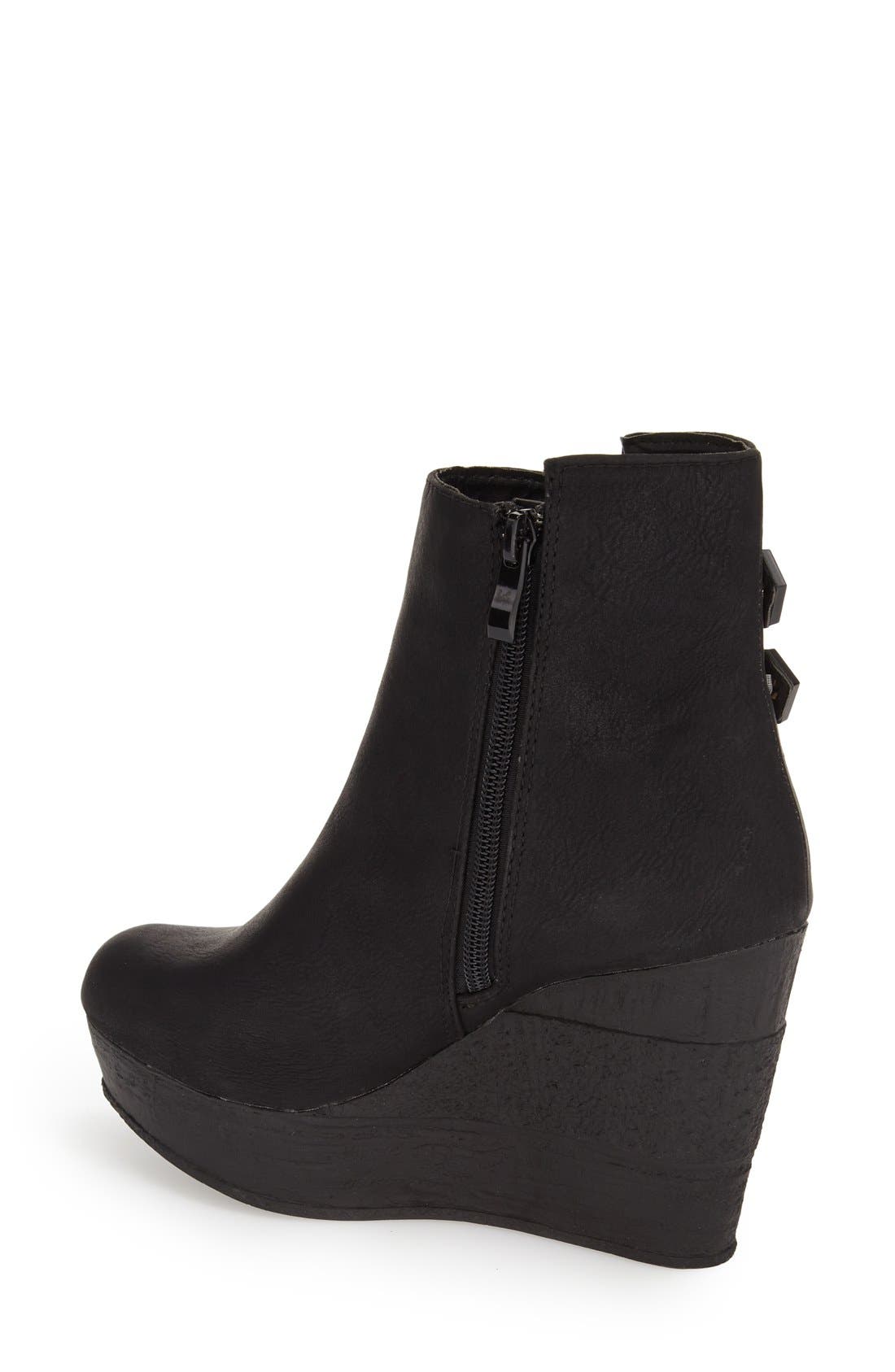 'Woodway' Wedge Bootie, Alternate, color, BLACK FAUX LEATHER