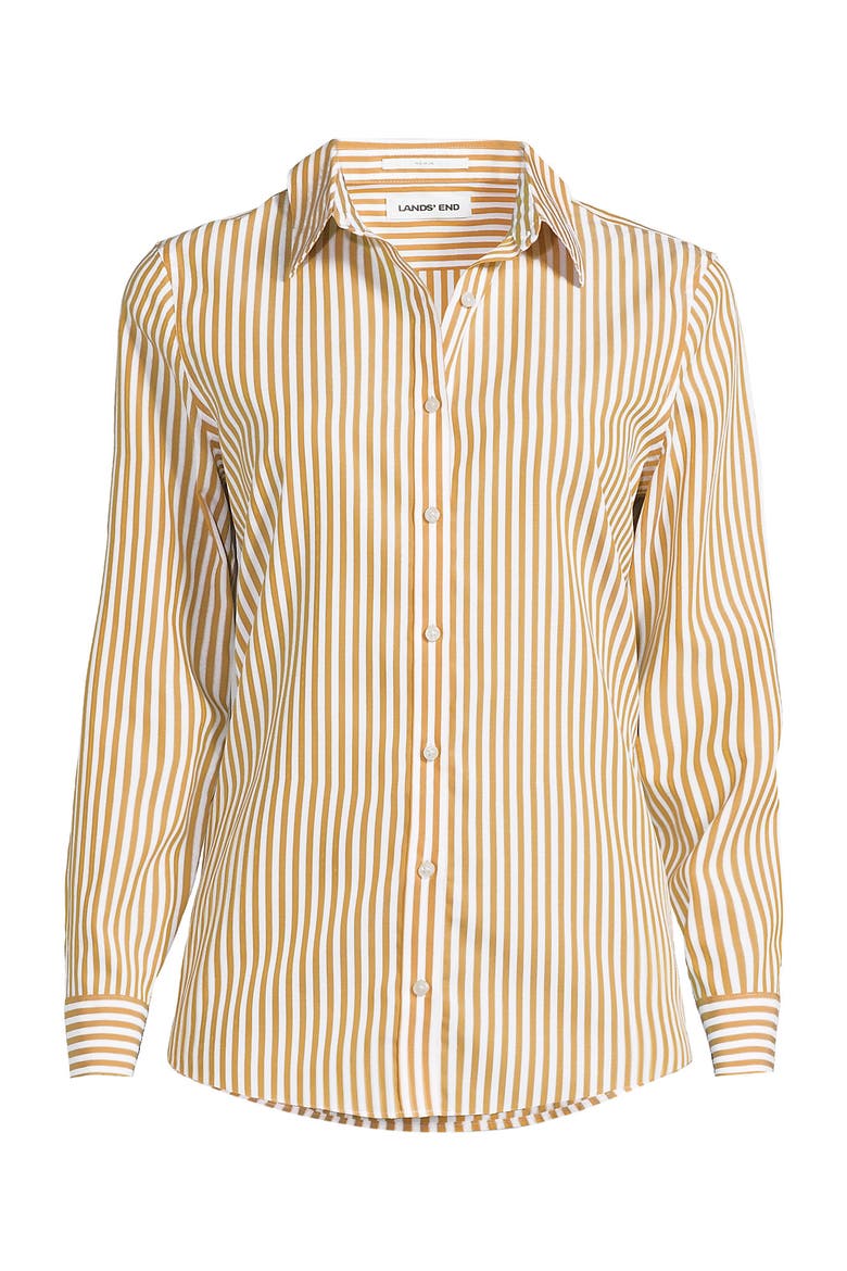 No Iron Supima Cotton Long Sleeve Shirt, Alternate, color, Dijon Gold/White Stripe