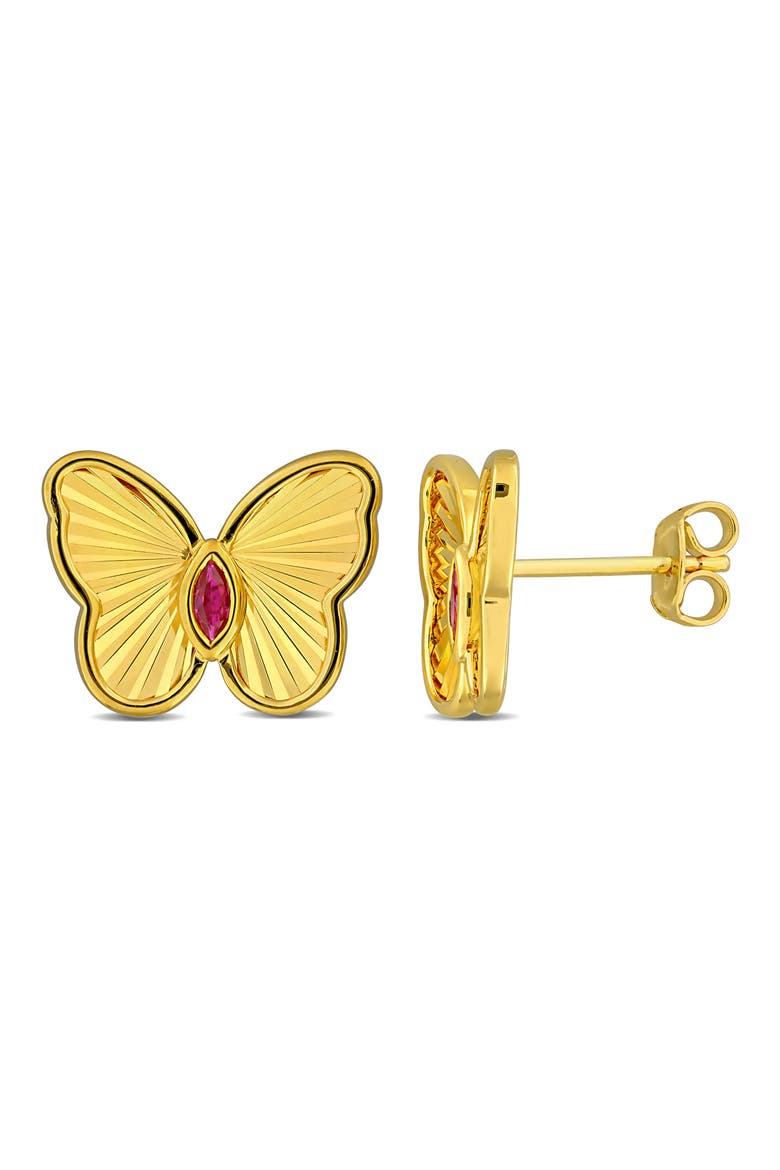 Butterfly Stud Earrings, Main, color, RUBY