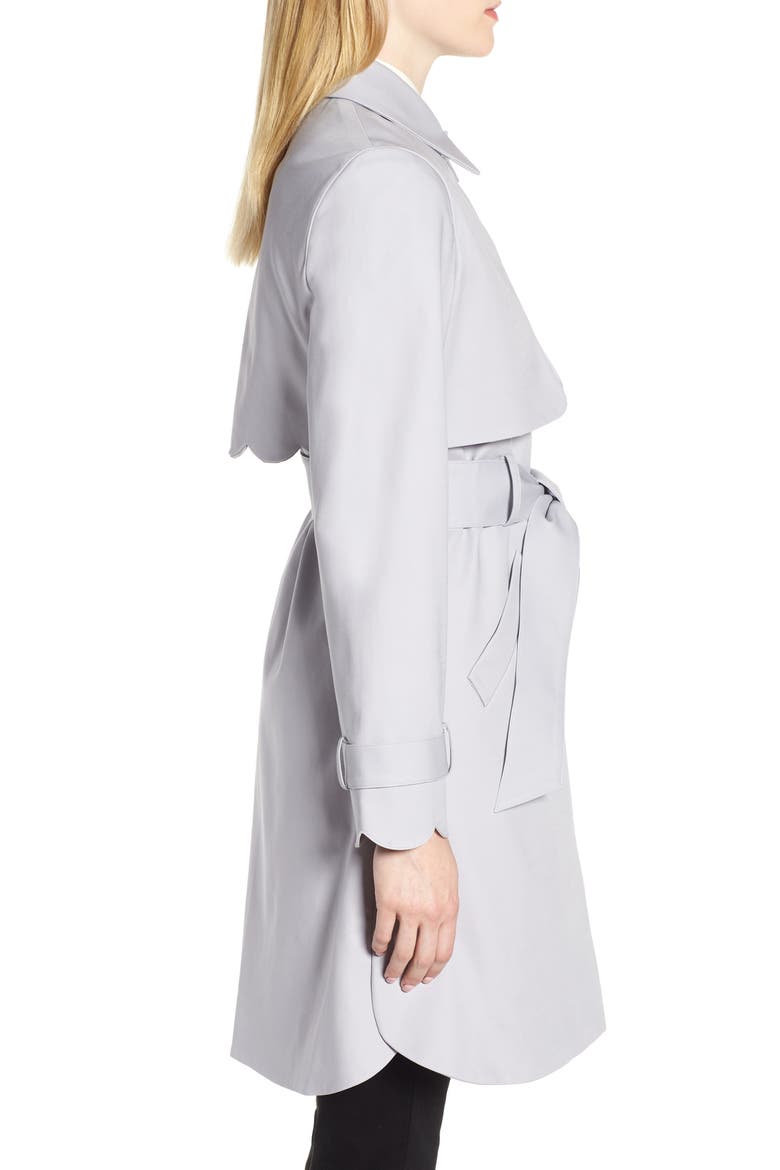 Scallop Detail Trench Coat, Alternate, color, GREY