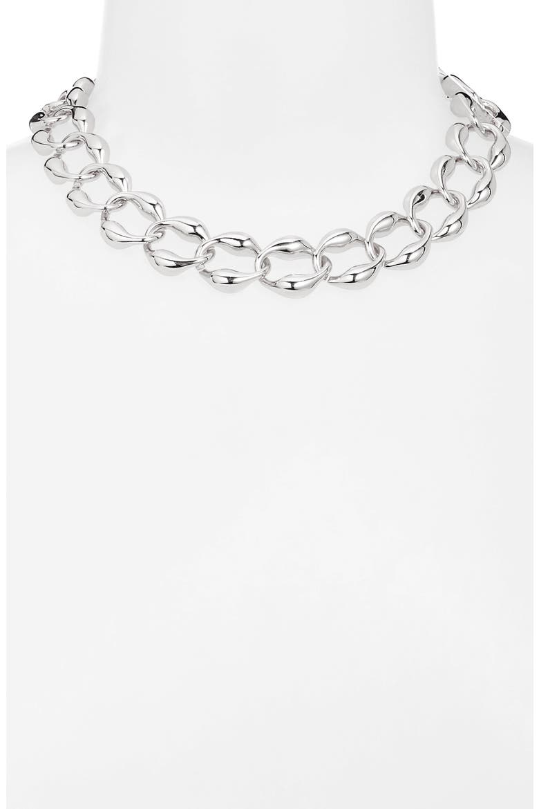 Puffy Curb Chain Necklace, Alternate, color, RHODIUM