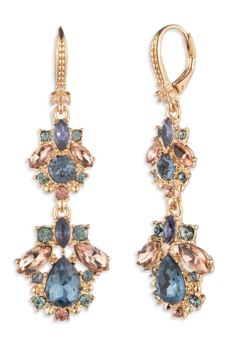 Marchesa Beauty in Blue Crystal Drop Earrings, Main, color, Blue