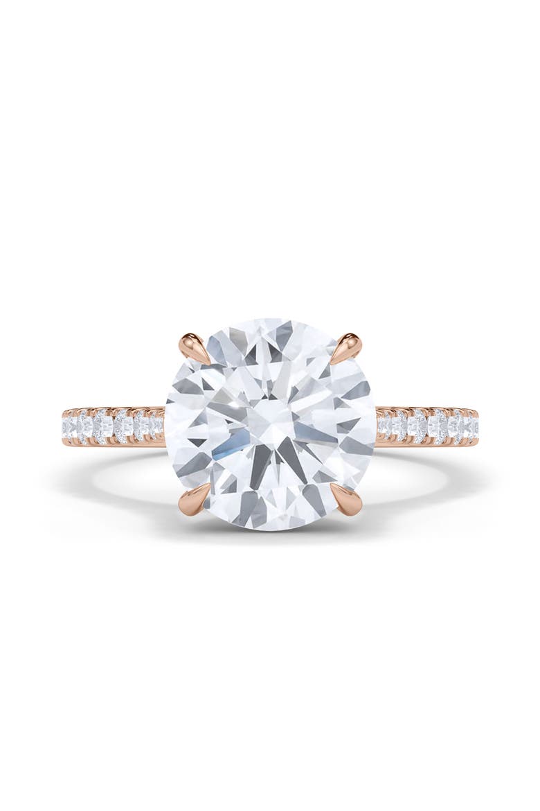 Round Brilliant Cut Pavé Lab Grown Diamond Ring, Alternate, color, 3.00 CTW 18K ROSE GOLD