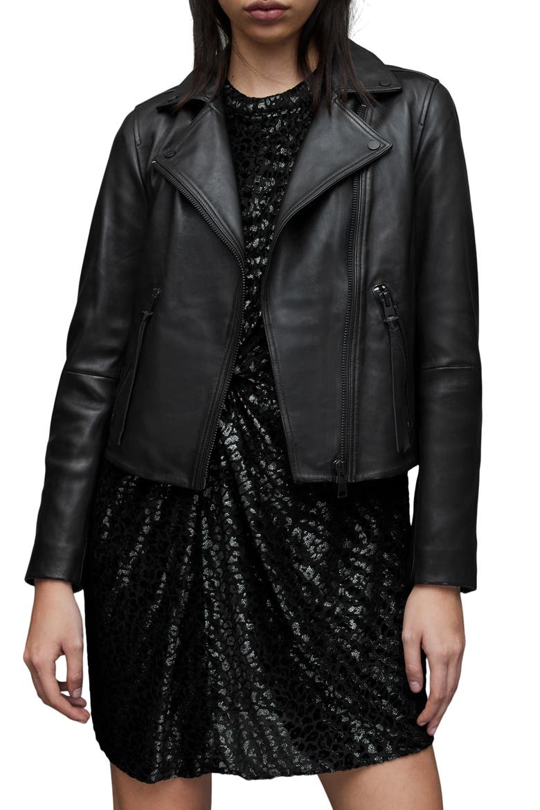 Dalby Leather Biker Jacket, Main, color, BLACK/ GUNMETAL