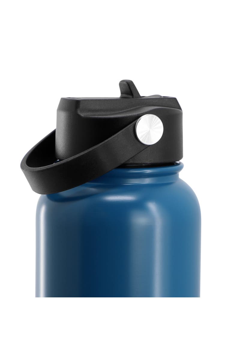 Gibson Home Marina 38 Ounce Double Wall Stainless Steel Thermal Bottle with Lid and Straw, Alternate, color, Blue