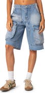 EDIKTED Rex Denim Cargo Bermuda Shorts