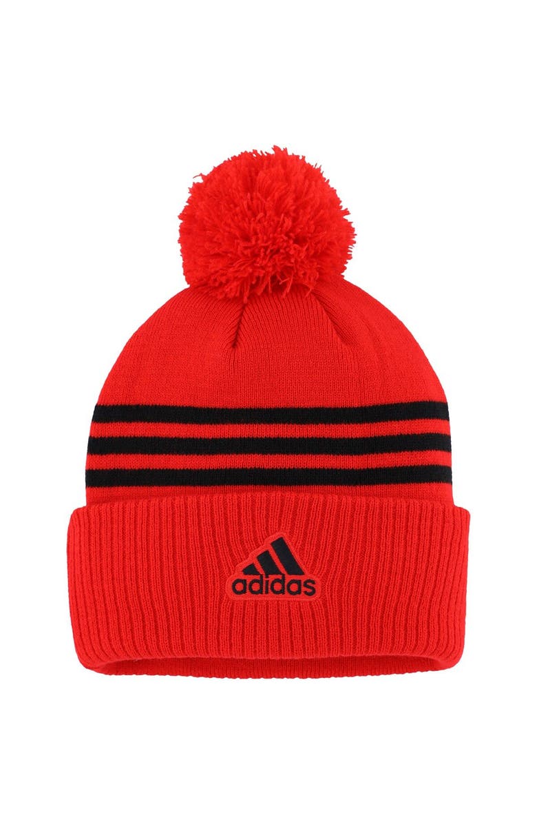 adidas Men's adidas Red Ottawa Senators Locker Room Three Stripe Cuffed Knit Hat with Pom, Alternate, color, 