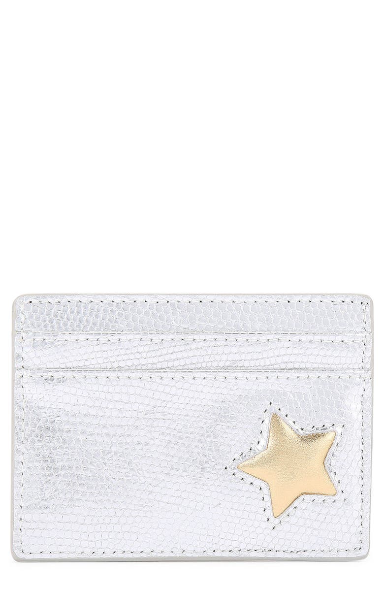 Kurt Geiger London Star Metallic Leather Card Holder, Main, color, 