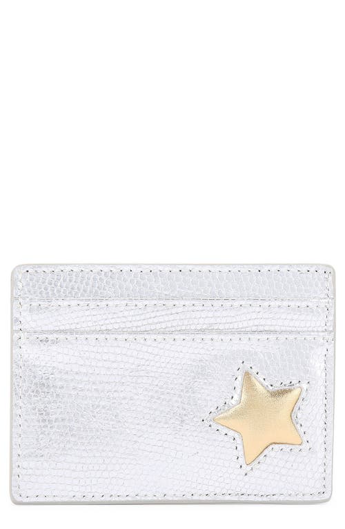 Kurt Geiger London Star Metallic Leather Card Holder In Open Grey