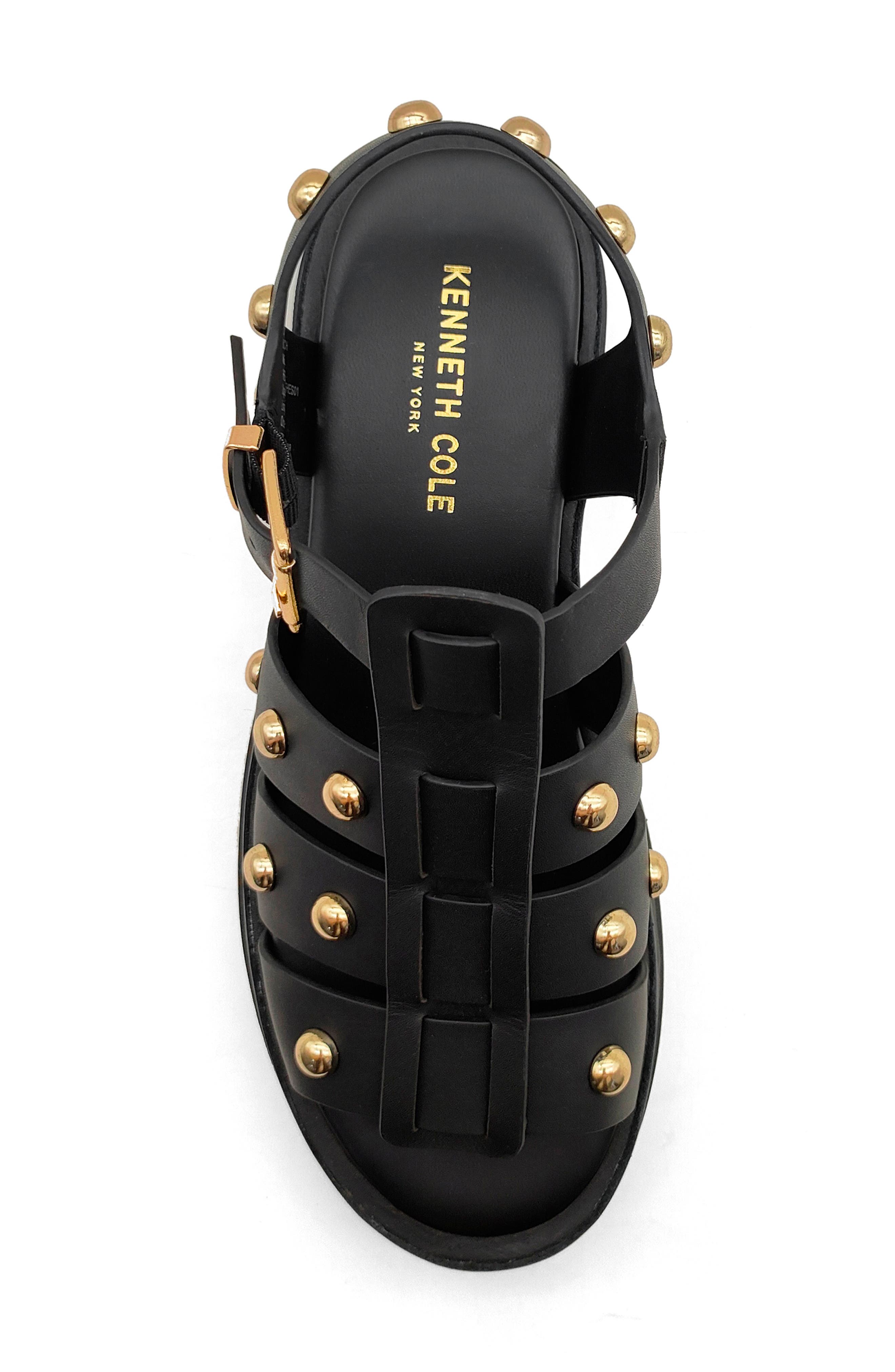 Kenneth Cole Herron Stud Sandal, Alternate, color, Black Leather