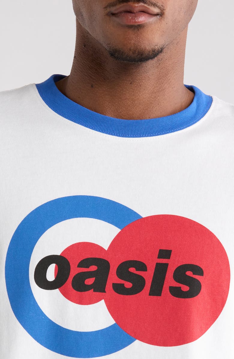PLEASURES x Oasis 1996 Ringer Graphic T-Shirt, Alternate, color, White