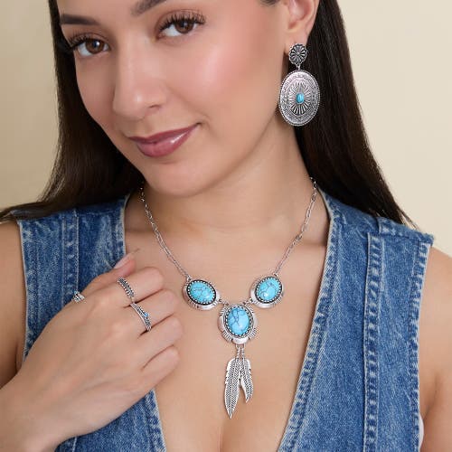 Jessica Simpson Western Round Concho Drop Earrings In White