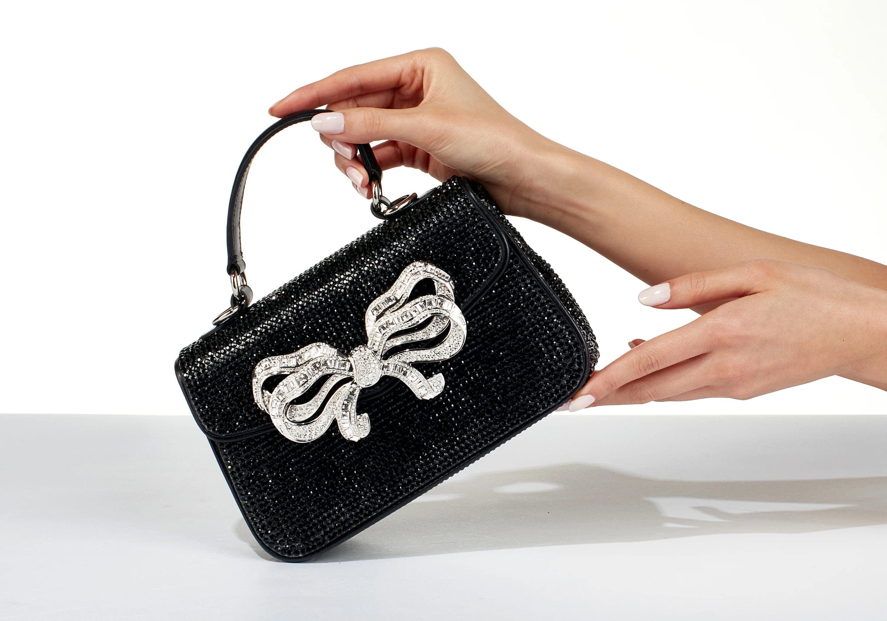 Bow Top Handle Bag, Alternate, color, Silver Jet