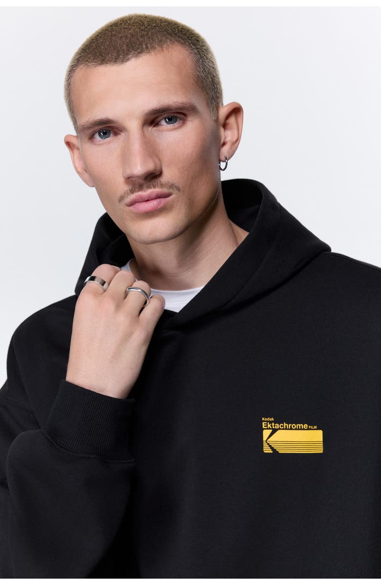 H&M Loose Fit Printed Hoodie, Alternate, color, Black/Kodak