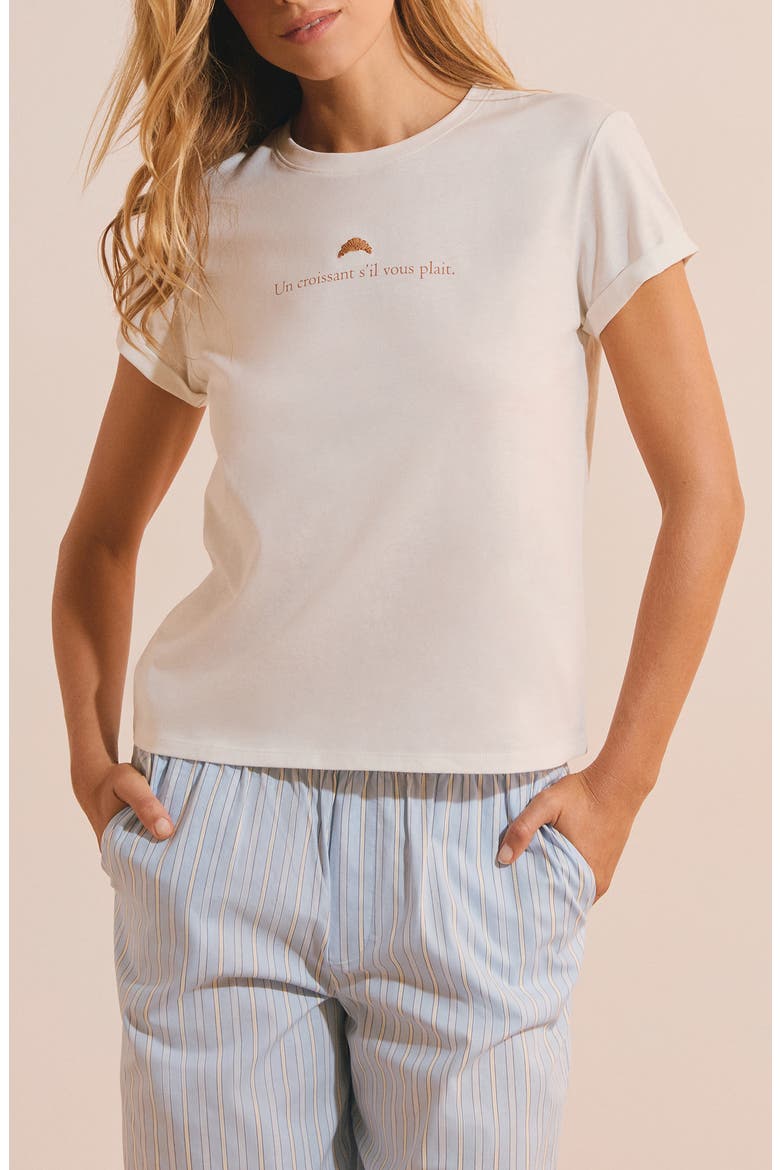 Bennie Croissant Graphic Sleep T-Shirt, Main, color, WHITE