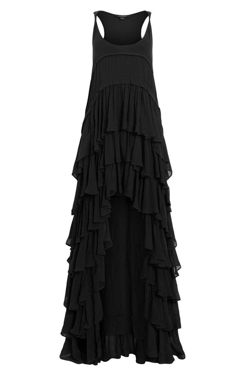 AllSaints Cavarly Tiered High-Low Dress, Alternate, color, 