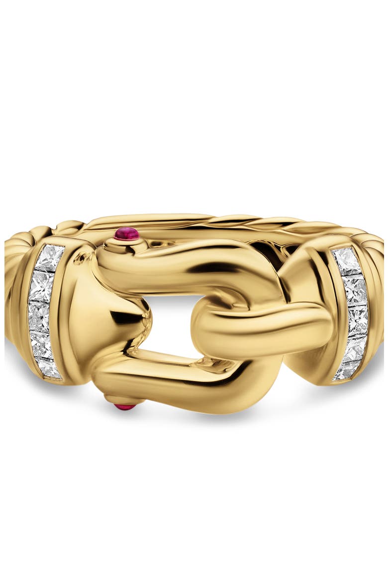 Mercer 18k Gold Ruby & Diamond Buckle Ring, Alternate, color, GOLD