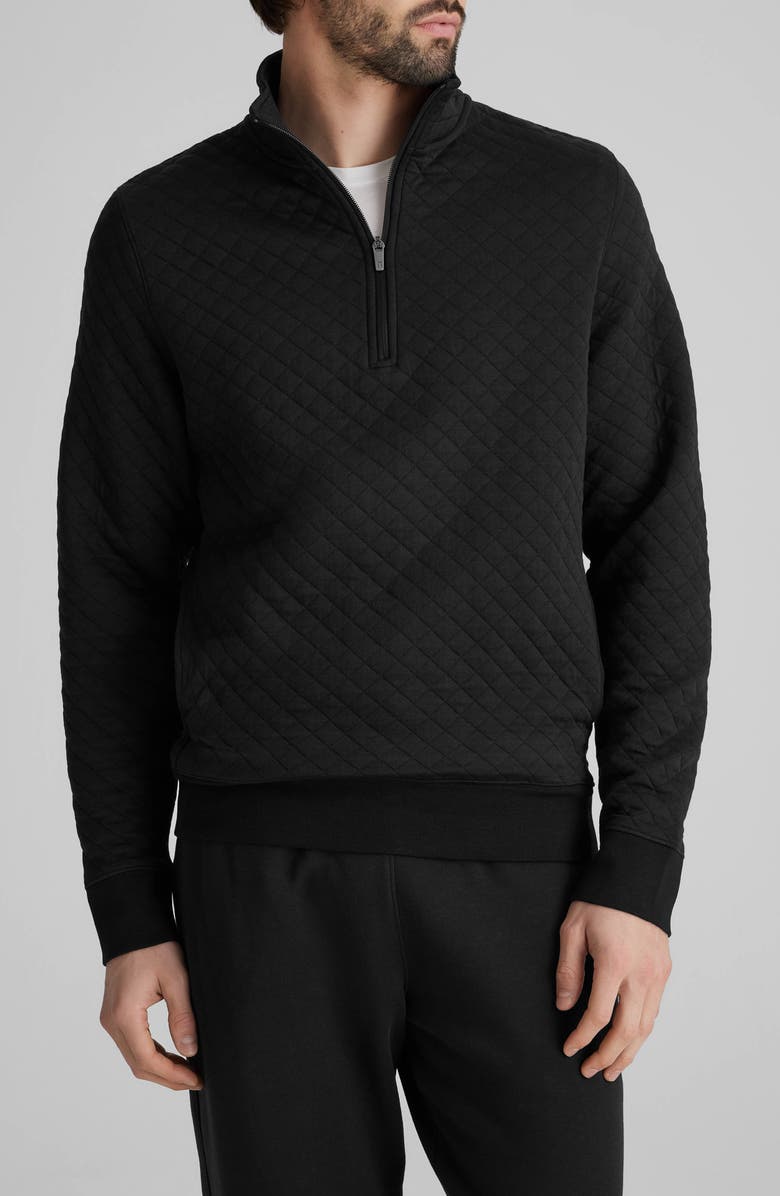Tommy John Quilted Quarter Zip Top, Main, color, Black