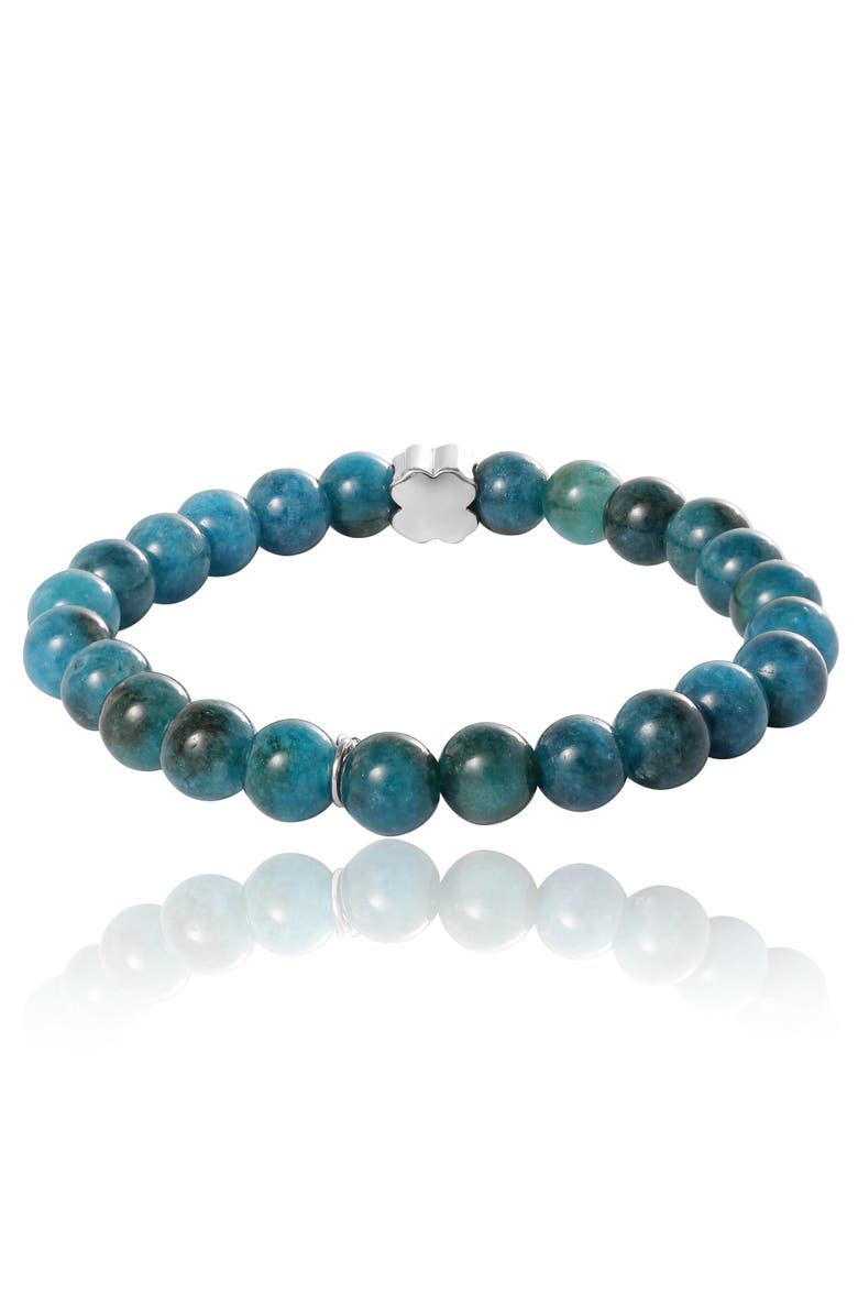 Lucky Brand Blue Teal Jade Stretch Bead Bracelet, Alternate, color, Blue