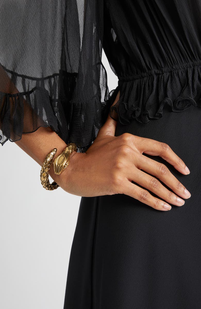 Chloé Snake Cuff Bracelet, Alternate, color, Vintage Gold