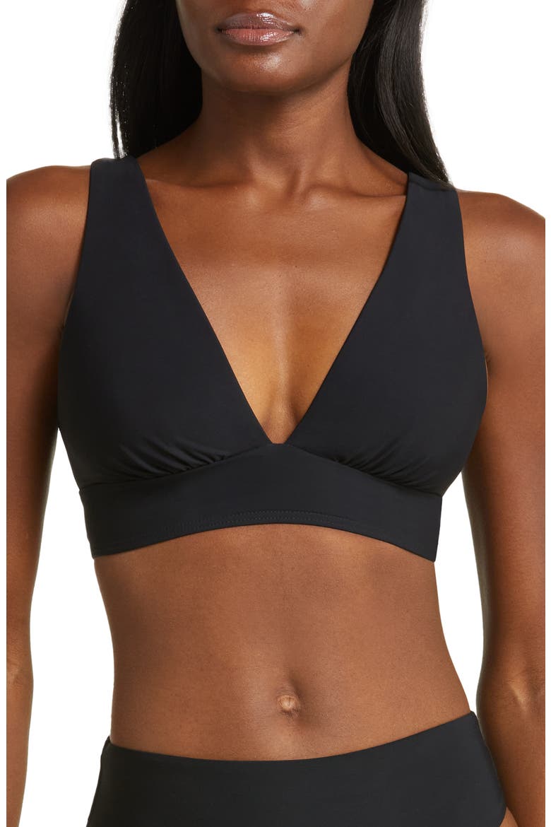 Amelia Longline Bikini Top, Main, color, BLACK