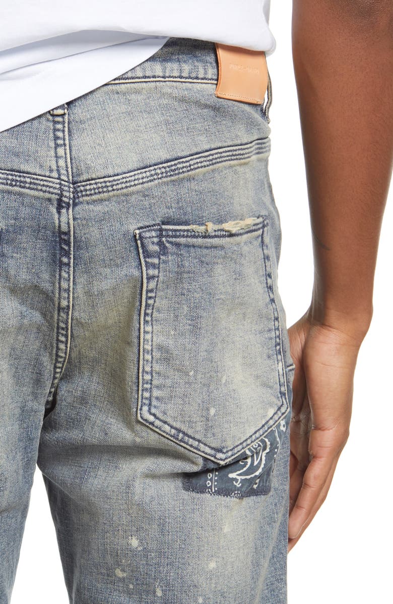 PURPLE BRAND PURPLE Bandana Patch Pocket Slim Leg Jeans, Alternate, color, 