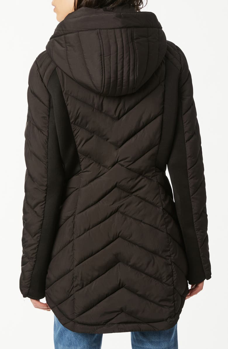 Bernardo Quilted Neoprene Hooded Puffer Coat, Alternate, color,