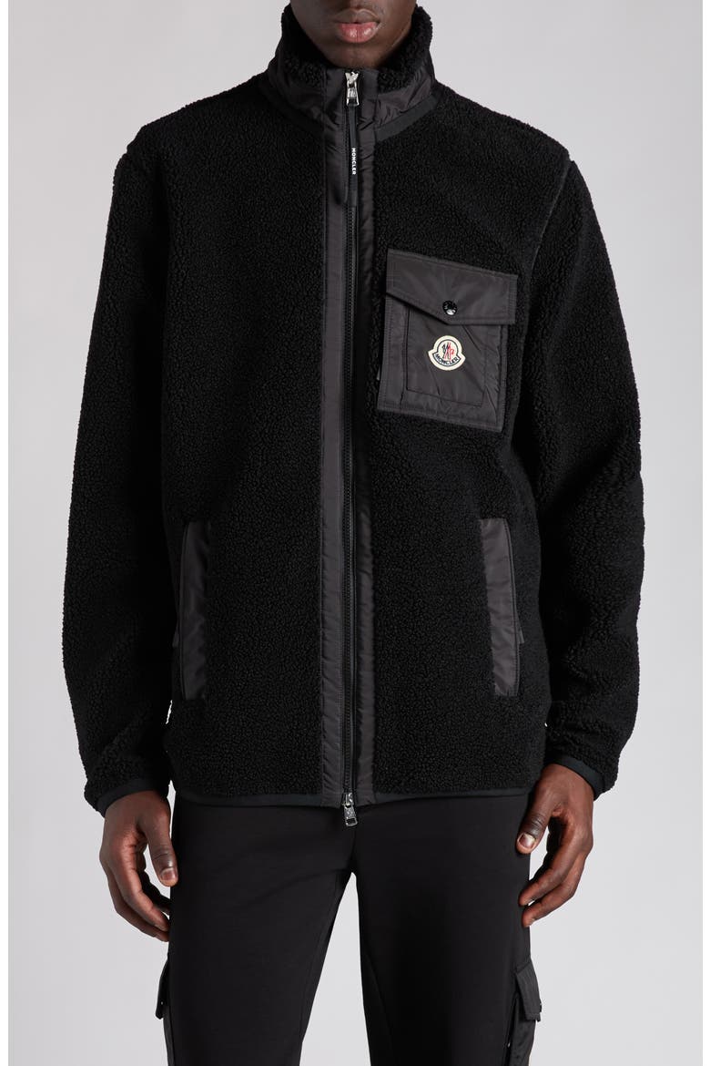 Faux Shearling Jacket, Main, color, BLACK