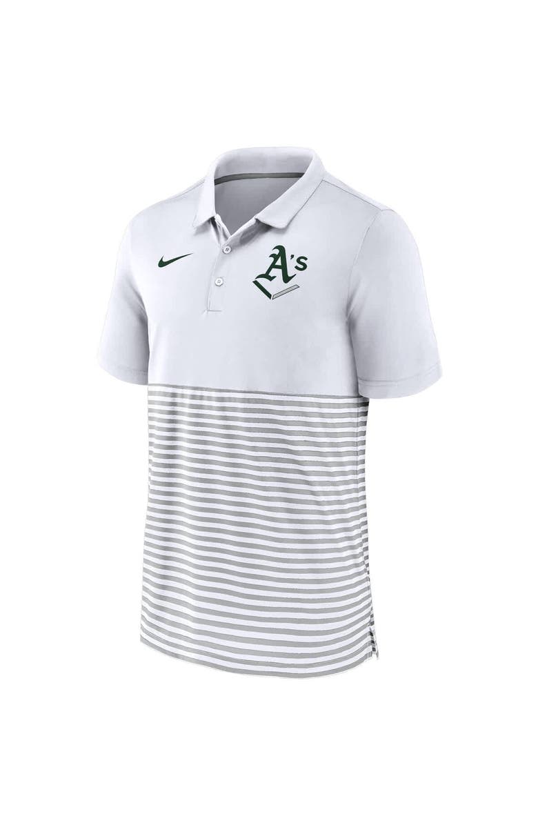 Nike Men's Nike White/Gray Athletics Home Plate Striped Polo, Alternate, color, White