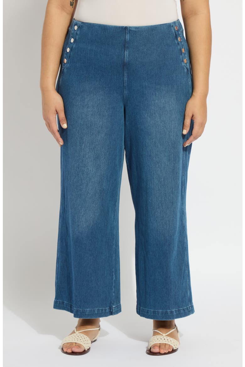 Mallory Sailor High Waist Wide Leg Jeans, Main, color, MID WASH