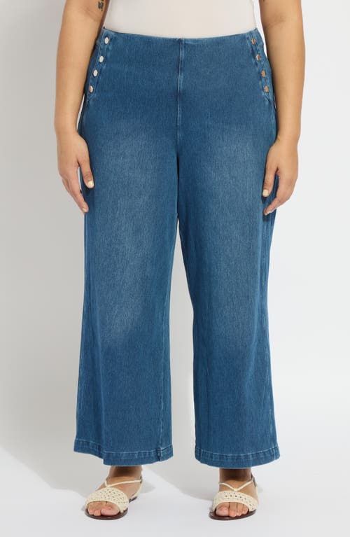 Lyssé Mallory Sailor Hi Waist Wide Leg Denim (plus Size, 28" Inseam) In Mid Wash
