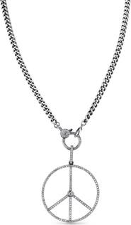 Sheryl Lowe Long Peace Sign Pendant Necklace